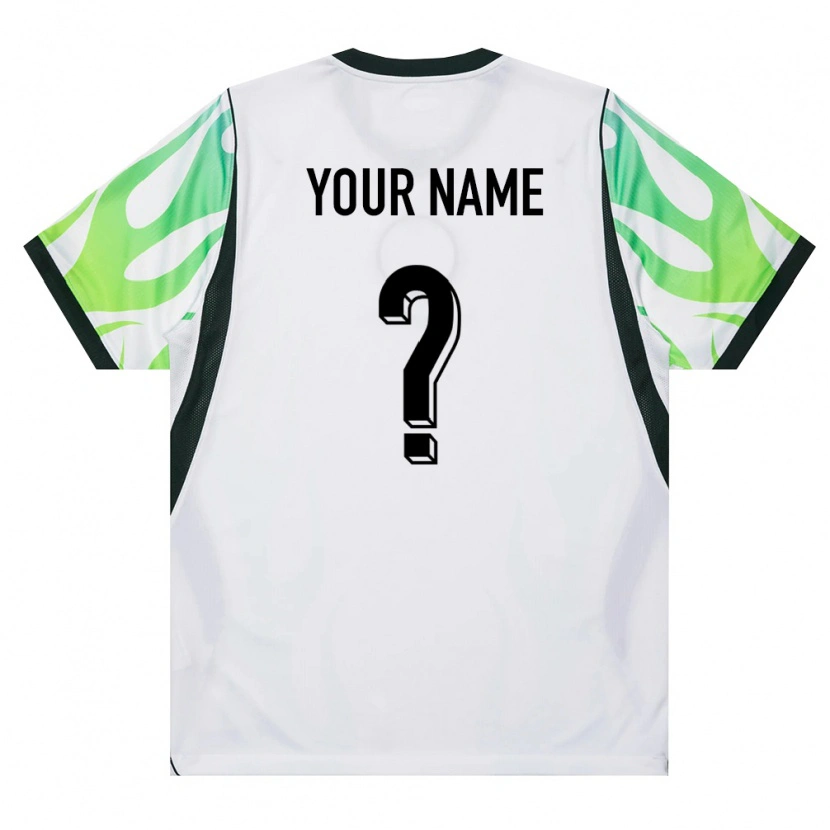 Danxen Niño Camiseta Nigeria Su Nombre #0 Blanco Verde 2ª Equipación 26-28 La Camisa