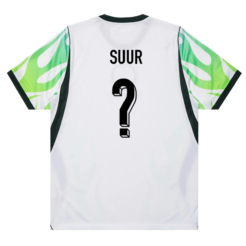 Danxen Niño Camiseta Nigeria Kumaga Suur #0 Blanco Verde 2ª Equipación 26-28 La Camisa
