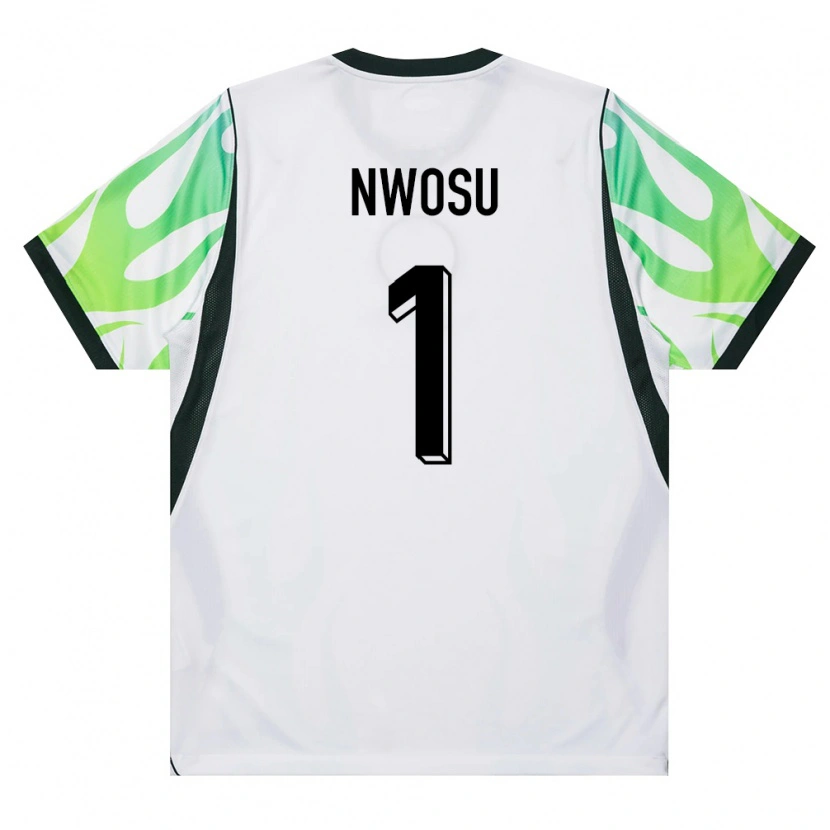 Danxen Niño Camiseta Nigeria Nathaniel Nwosu #1 Blanco Verde 2ª Equipación 26-28 La Camisa