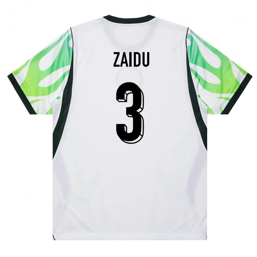 Danxen Niño Camiseta Nigeria Zaidu Sanusi #3 Blanco Verde 2ª Equipación 26-28 La Camisa