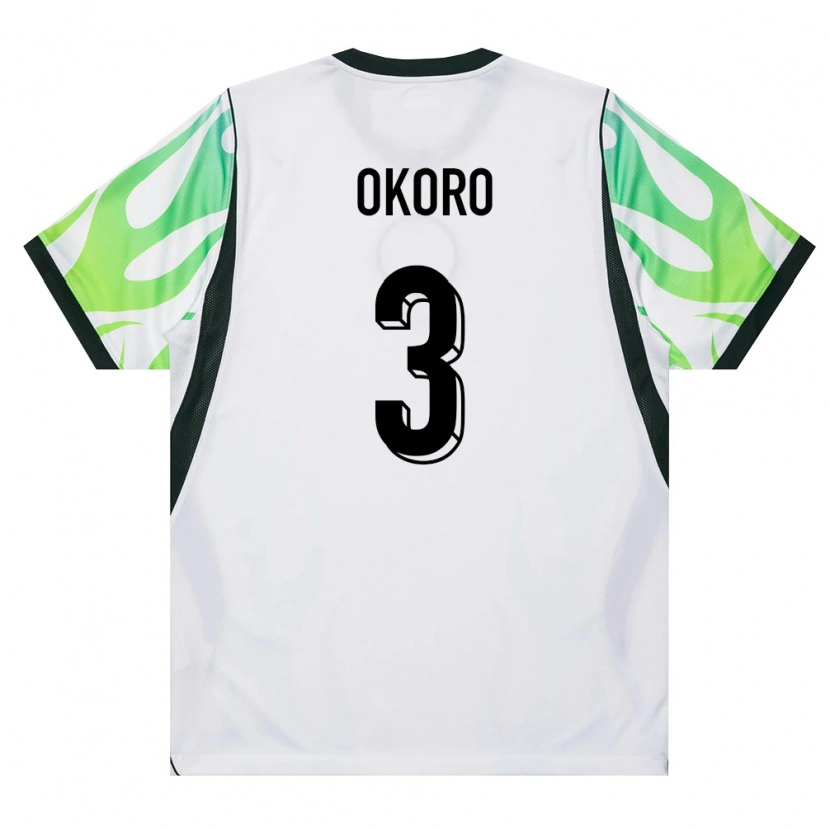 Danxen Niño Camiseta Nigeria Odinaka Okoro #3 Blanco Verde 2ª Equipación 26-28 La Camisa