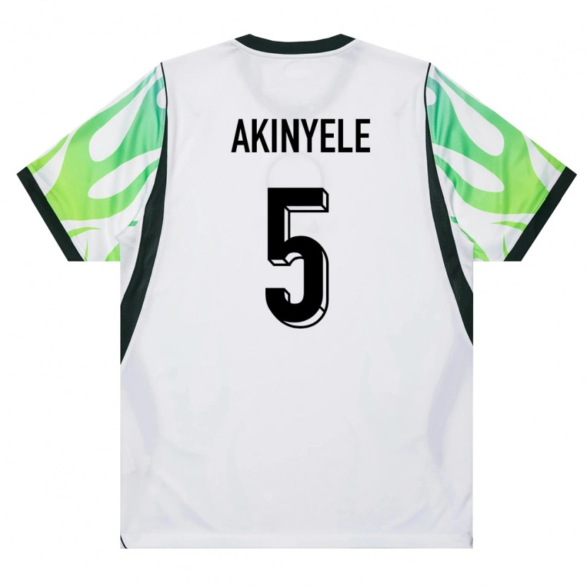 Danxen Niño Camiseta Nigeria Ahmed Akinyele #5 Blanco Verde 2ª Equipación 26-28 La Camisa