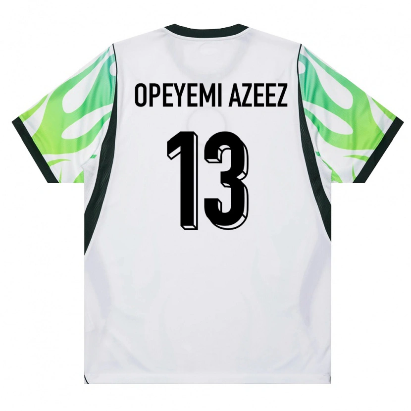 Danxen Niño Camiseta Nigeria Jubril Opeyemi Azeez #13 Blanco Verde 2ª Equipación 26-28 La Camisa