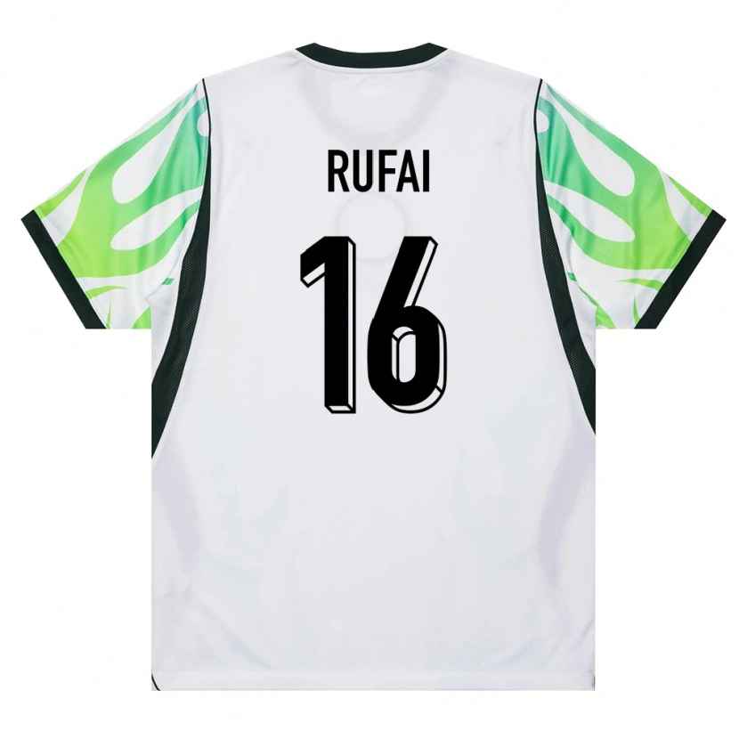Danxen Niño Camiseta Nigeria Abubakar Rufai #16 Blanco Verde 2ª Equipación 26-28 La Camisa