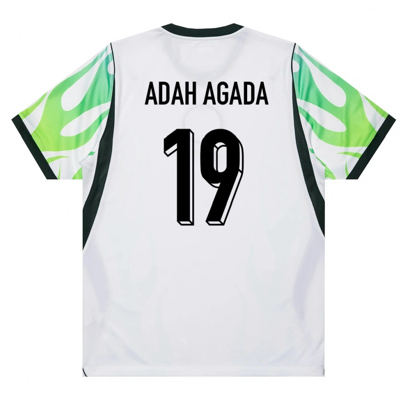 Danxen Niño Camiseta Nigeria Charles Adah Agada #19 Blanco Verde 2ª Equipación 26-28 La Camisa