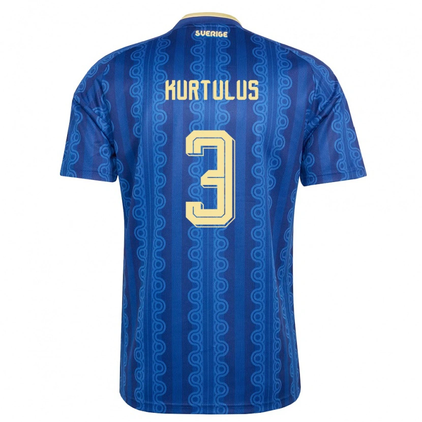 Danxen Niño Camiseta Suecia Bleon Kurtulus #3 Azul Amarillo Marino 2ª Equipación 26-28 La Camisa