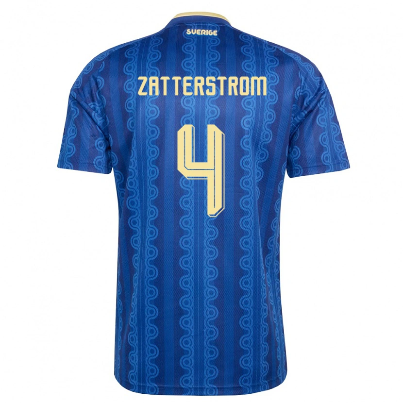 Danxen Niño Camiseta Suecia Nils Zätterström #4 Azul Amarillo Marino 2ª Equipación 26-28 La Camisa