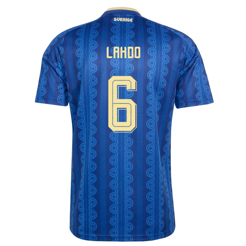 Danxen Niño Camiseta Suecia Adrian Lahdo #6 Azul Amarillo Marino 2ª Equipación 26-28 La Camisa