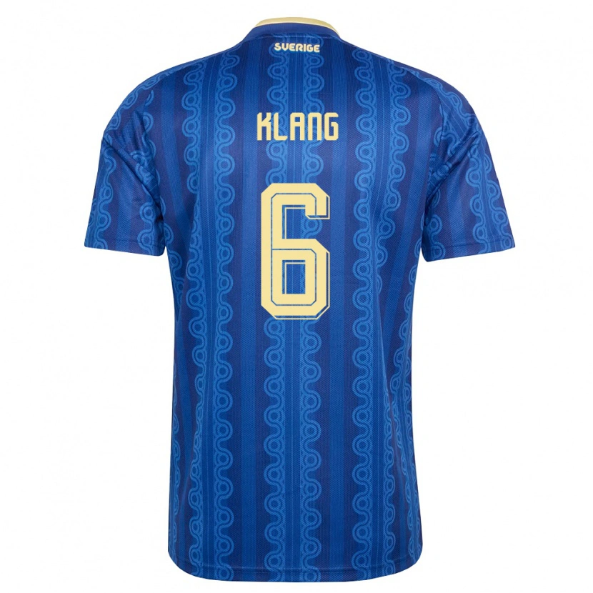 Danxen Niño Camiseta Suecia Oliver Klang #6 Azul Amarillo Marino 2ª Equipación 26-28 La Camisa
