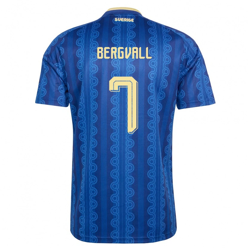 Danxen Niño Camiseta Suecia Lucas Bergvall #7 Azul Amarillo Marino 2ª Equipación 26-28 La Camisa