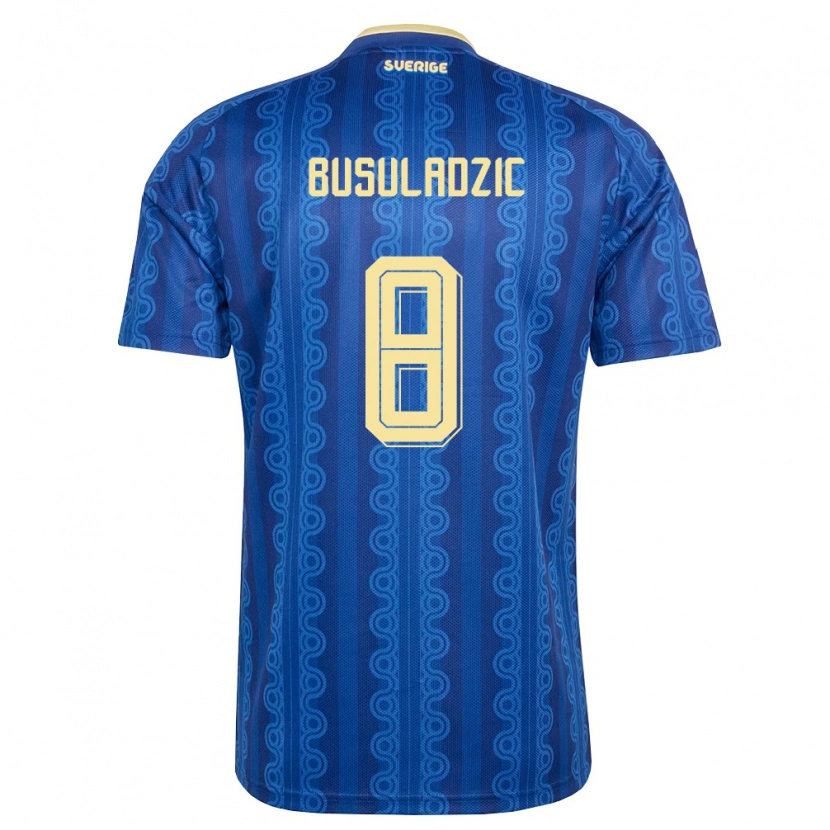 Danxen Niño Camiseta Suecia Kenan Busuladzic #8 Azul Amarillo Marino 2ª Equipación 26-28 La Camisa
