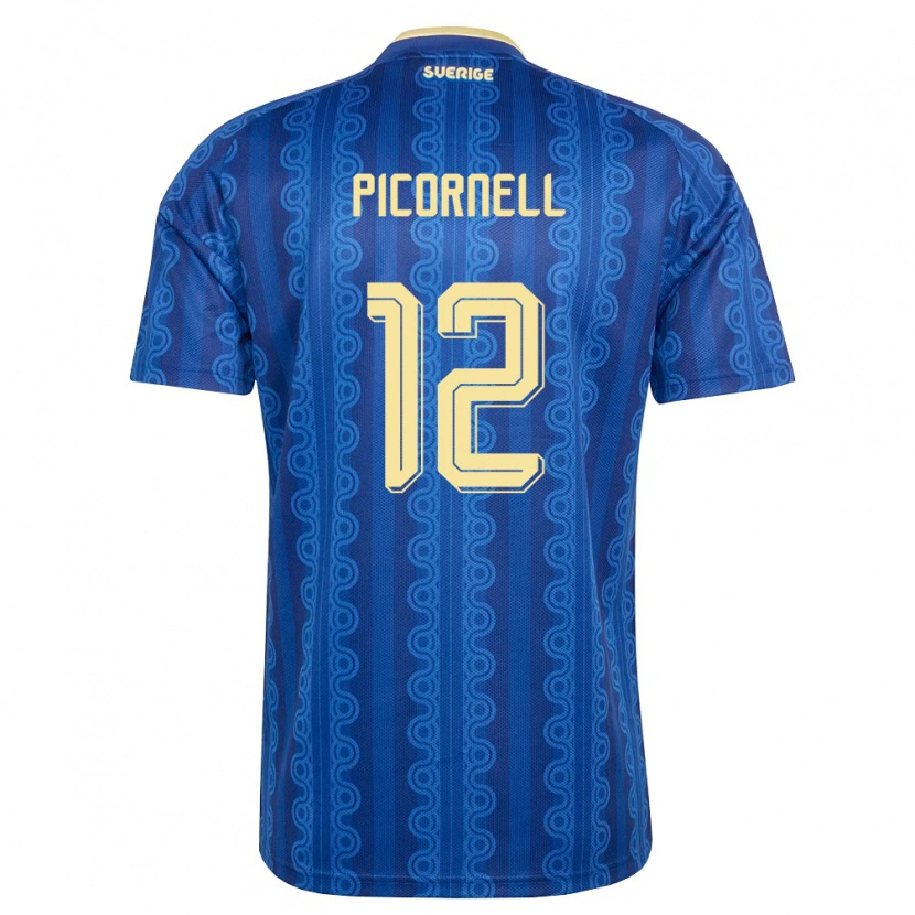 Danxen Niño Camiseta Suecia André Picornell #12 Azul Amarillo Marino 2ª Equipación 26-28 La Camisa