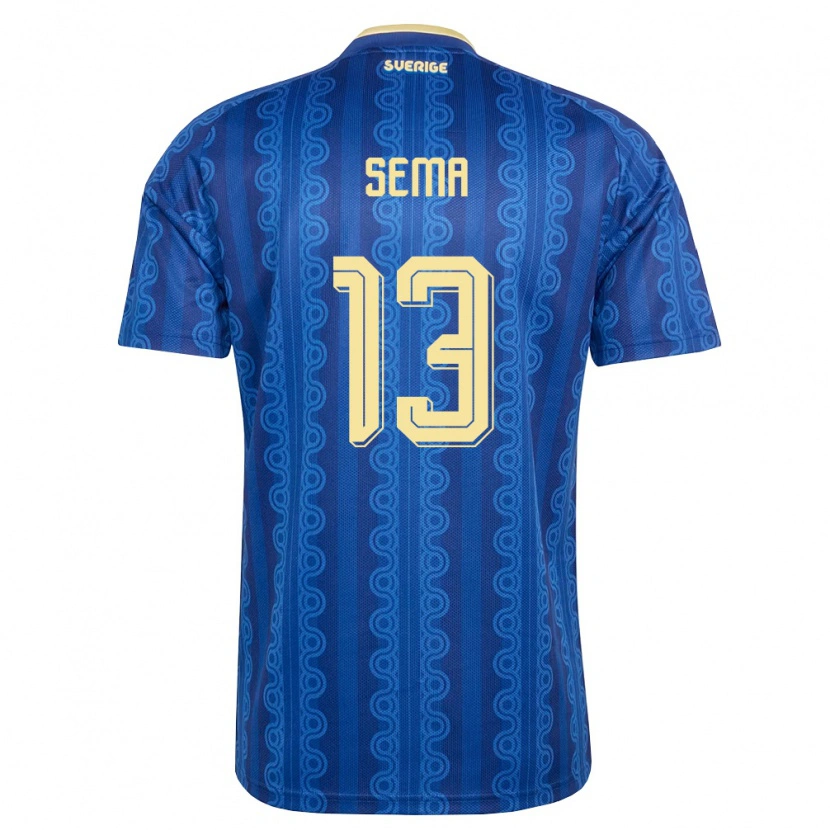Danxen Niño Camiseta Suecia Ken Sema #13 Azul Amarillo Marino 2ª Equipación 26-28 La Camisa