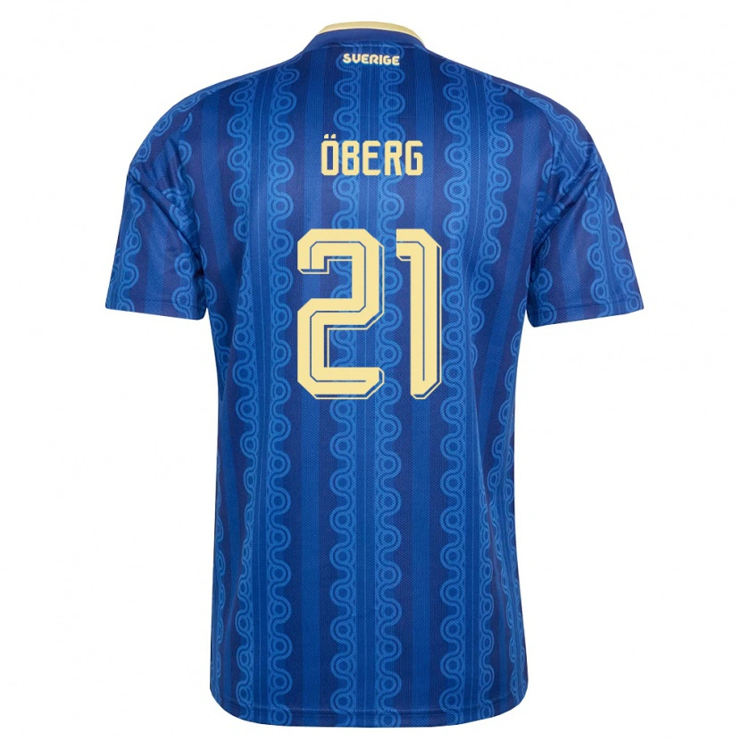 Danxen Niño Camiseta Suecia Milian Öberg #21 Azul Amarillo Marino 2ª Equipación 26-28 La Camisa