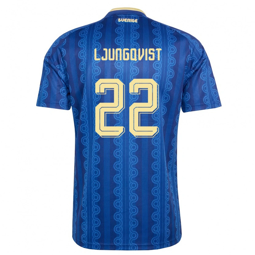 Danxen Niño Camiseta Suecia Melvin Ljungqvist #22 Azul Amarillo Marino 2ª Equipación 26-28 La Camisa