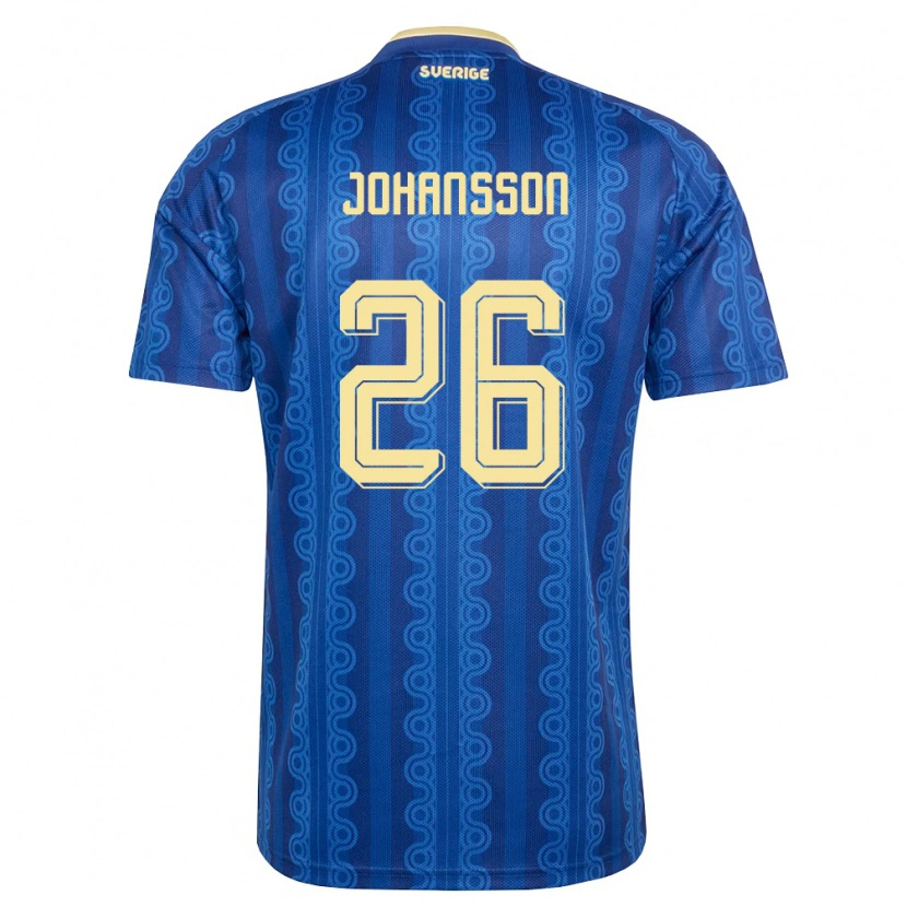 Danxen Niño Camiseta Suecia Herman Johansson #26 Azul Amarillo Marino 2ª Equipación 26-28 La Camisa