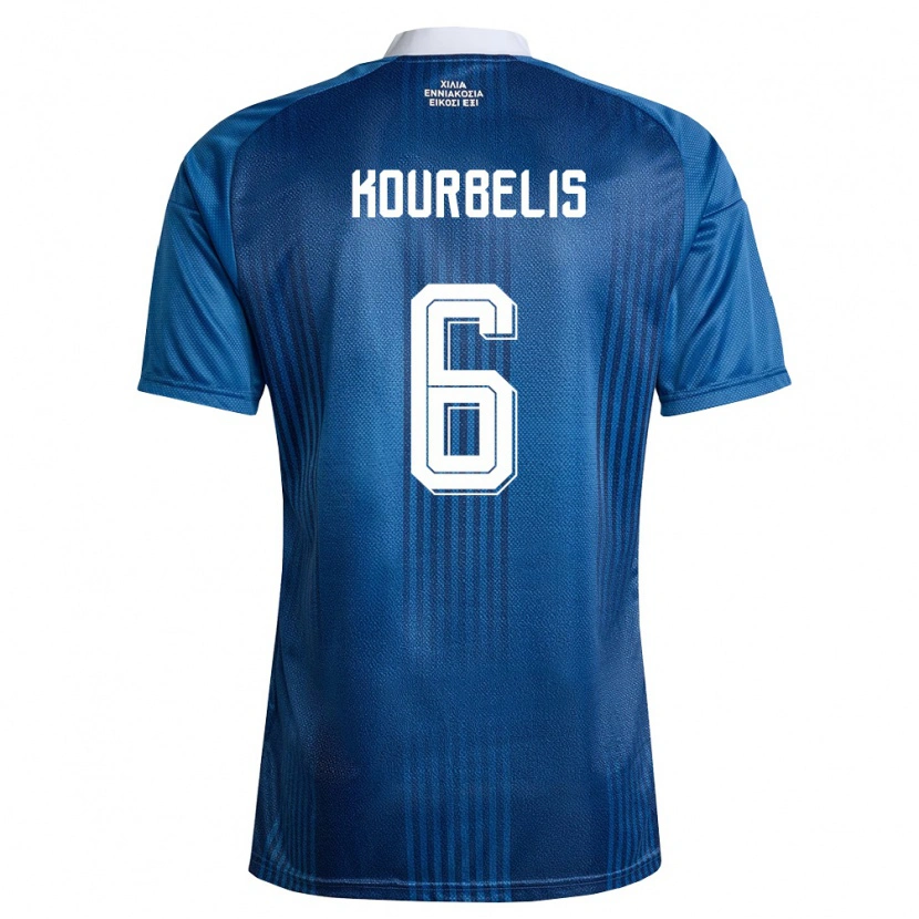 Danxen Niño Camiseta Grecia Dimitrios Kourbelis #6 Marino Azul Blanco 2ª Equipación 26-28 La Camisa