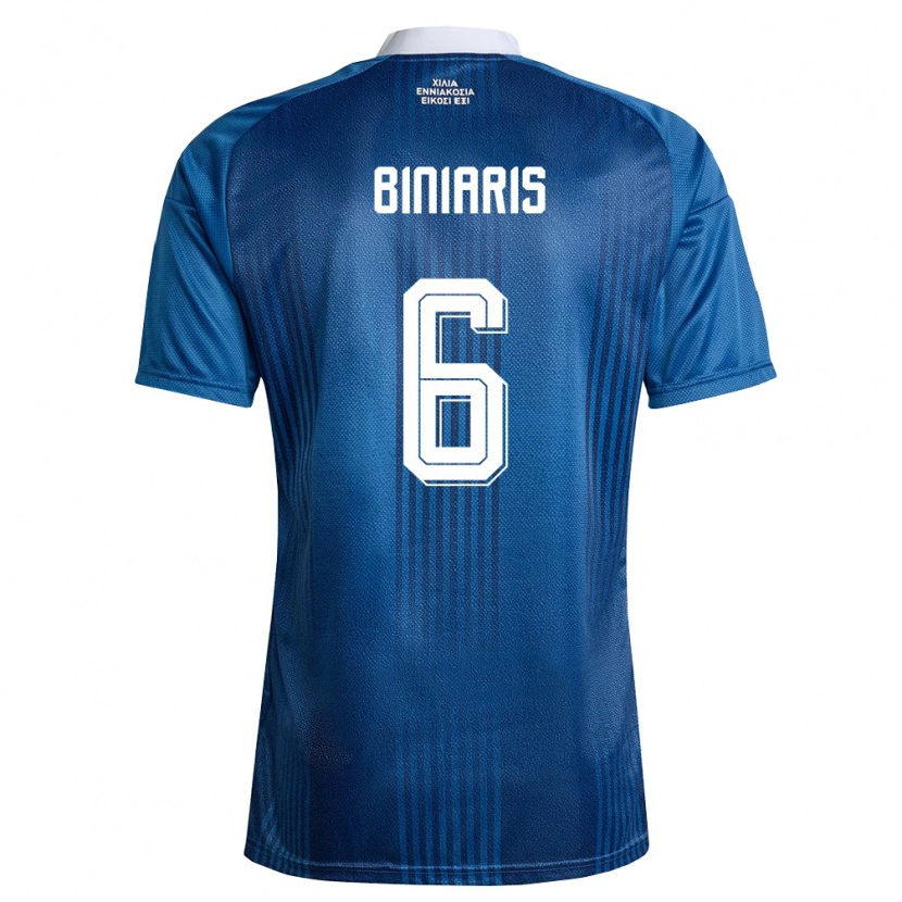 Danxen Niño Camiseta Grecia Panagiotis Biniaris #6 Marino Azul Blanco 2ª Equipación 26-28 La Camisa