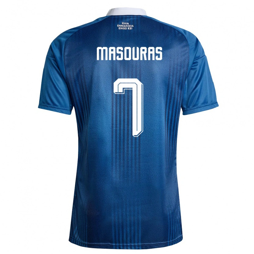 Danxen Niño Camiseta Grecia Georgios Masouras #7 Marino Azul Blanco 2ª Equipación 26-28 La Camisa