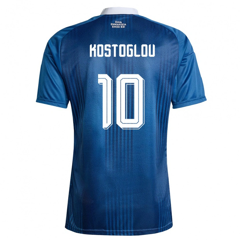 Danxen Niño Camiseta Grecia Christos Kostoglou #10 Marino Azul Blanco 2ª Equipación 26-28 La Camisa