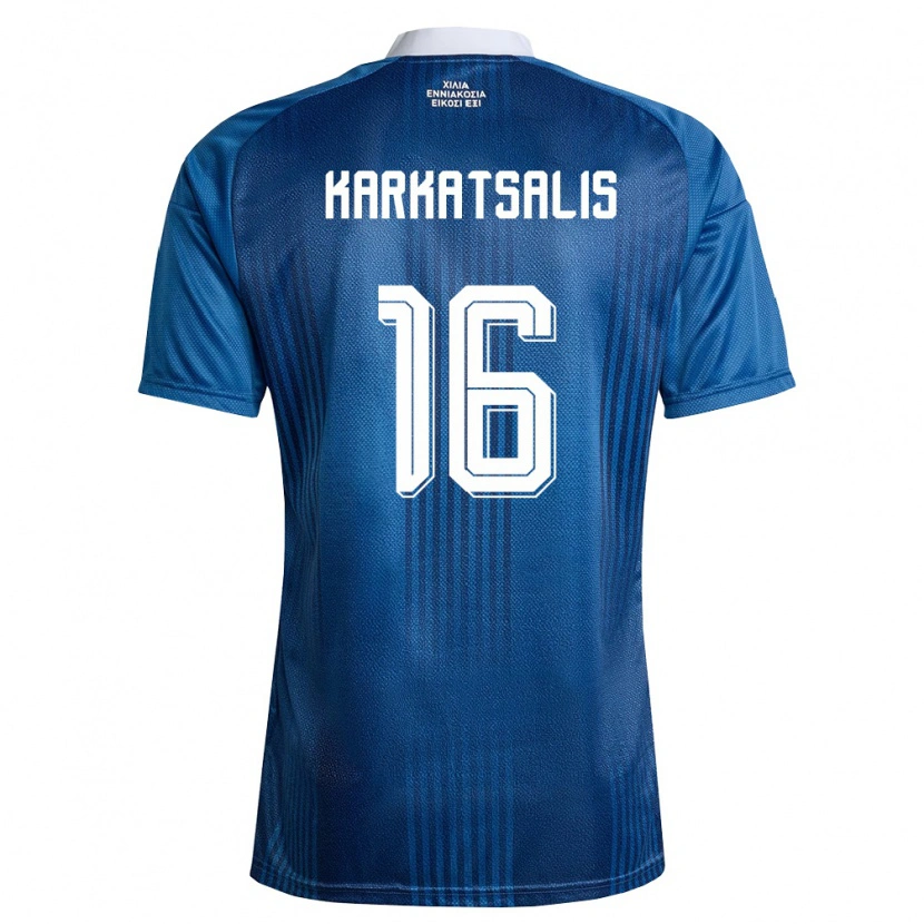 Danxen Niño Camiseta Grecia Vasilios Karkatsalis #16 Marino Azul Blanco 2ª Equipación 26-28 La Camisa
