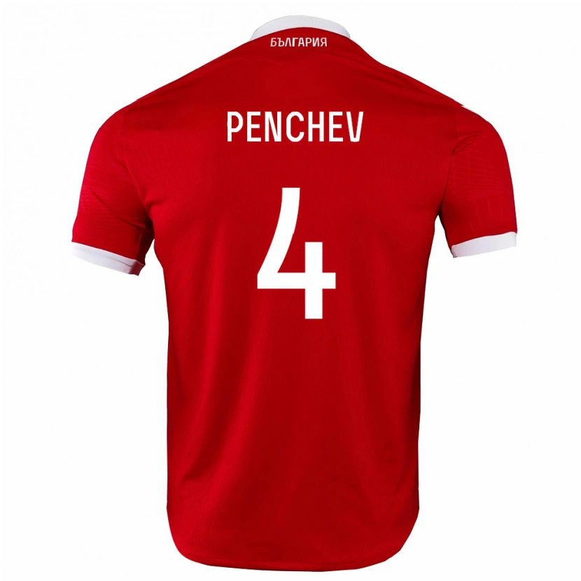 Danxen Niño Camiseta Bulgaria Martin Penchev #4 Rojo Blanco 2ª Equipación 26-28 La Camisa