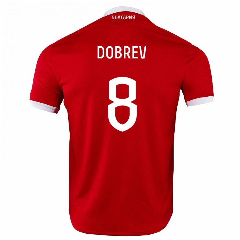 Danxen Niño Camiseta Bulgaria Viktor Dobrev #8 Rojo Blanco 2ª Equipación 26-28 La Camisa