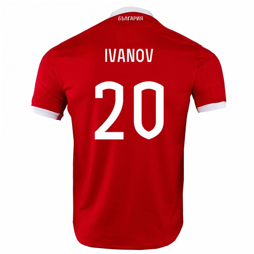 Danxen Niño Camiseta Bulgaria Anton Ivanov #20 Rojo Blanco 2ª Equipación 26-28 La Camisa