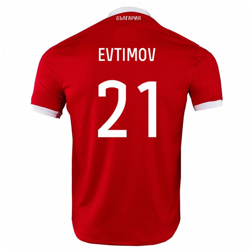 Danxen Niño Camiseta Bulgaria Dimitar Evtimov #21 Rojo Blanco 2ª Equipación 26-28 La Camisa