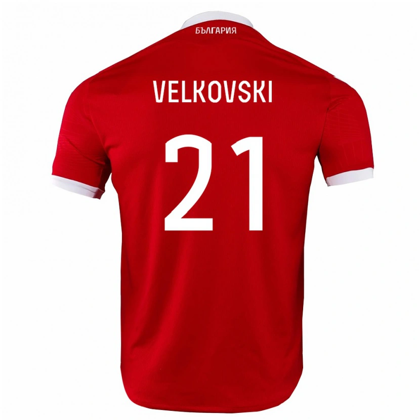 Danxen Niño Camiseta Bulgaria Dimitar Velkovski #21 Rojo Blanco 2ª Equipación 26-28 La Camisa