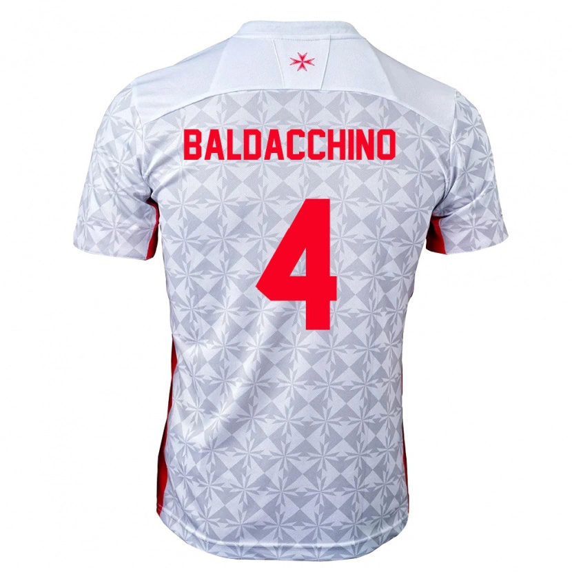 Danxen Niño Camiseta Malta Jerome Baldacchino #4 Gris Blanco Rojo 2ª Equipación 26-28 La Camisa