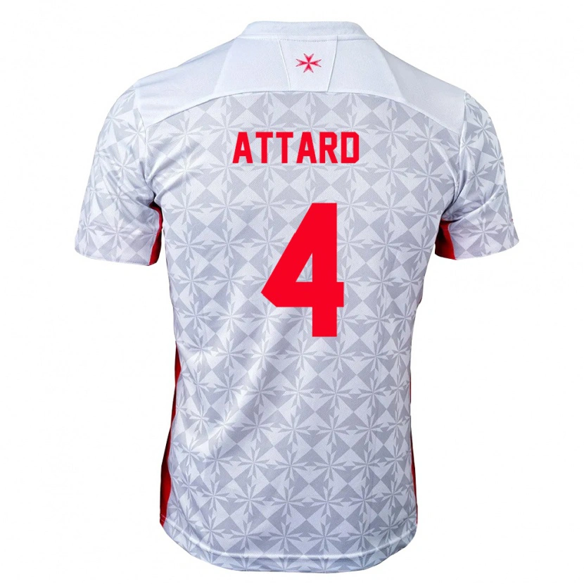 Danxen Niño Camiseta Malta Lydon Attard #4 Gris Blanco Rojo 2ª Equipación 26-28 La Camisa