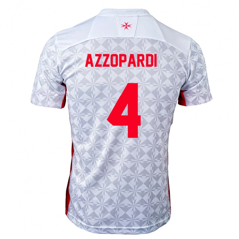 Danxen Niño Camiseta Malta Zayden Azzopardi #4 Gris Blanco Rojo 2ª Equipación 26-28 La Camisa