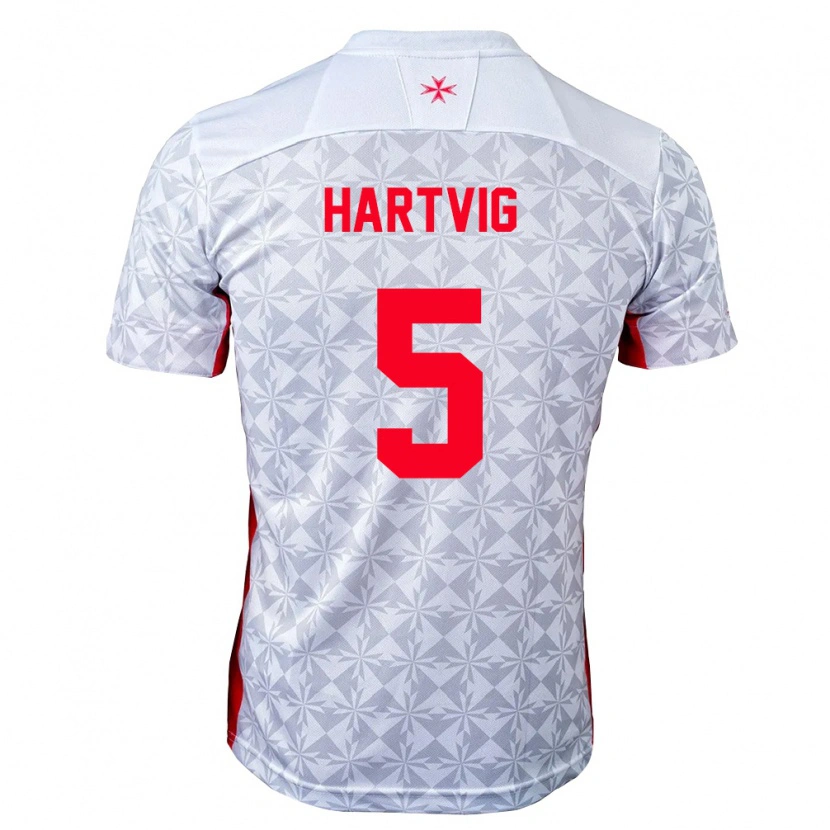 Danxen Niño Camiseta Malta Zachary Hartvig #5 Gris Blanco Rojo 2ª Equipación 26-28 La Camisa