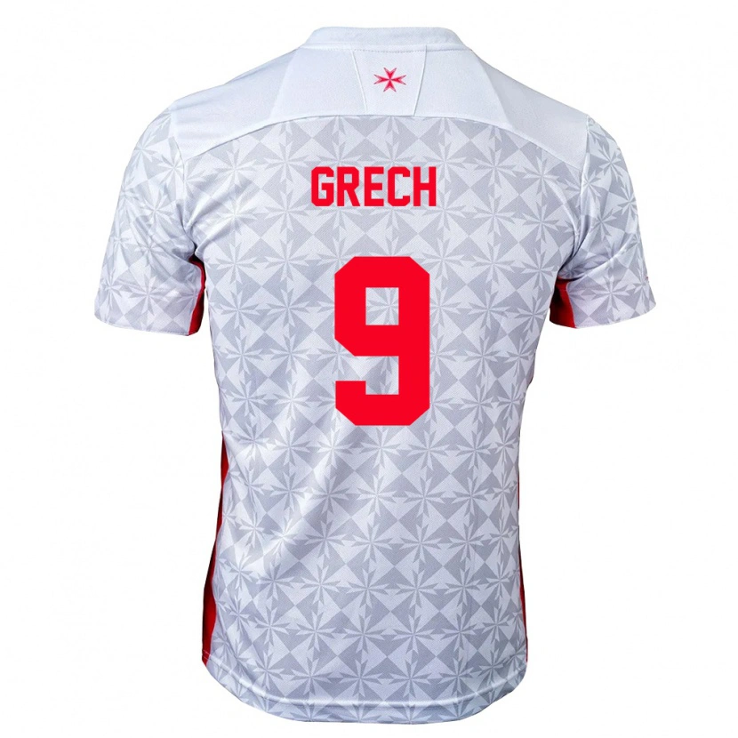 Danxen Niño Camiseta Malta Jake Grech #9 Gris Blanco Rojo 2ª Equipación 26-28 La Camisa