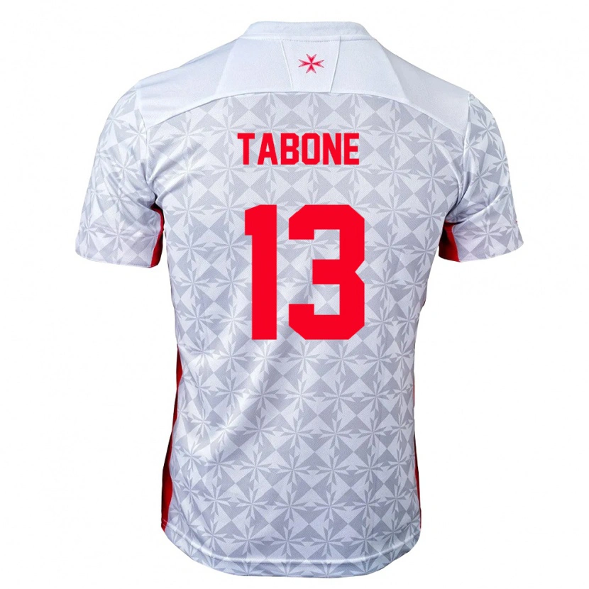 Danxen Niño Camiseta Malta Jayden Tabone #13 Gris Blanco Rojo 2ª Equipación 26-28 La Camisa