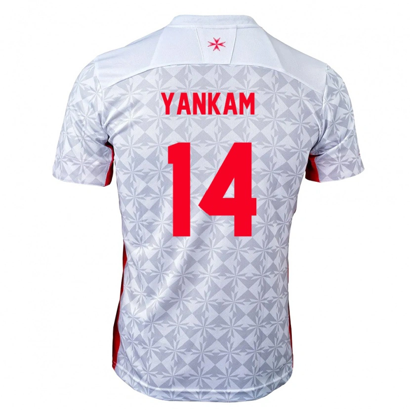 Danxen Niño Camiseta Malta Yannick Yankam #14 Gris Blanco Rojo 2ª Equipación 26-28 La Camisa