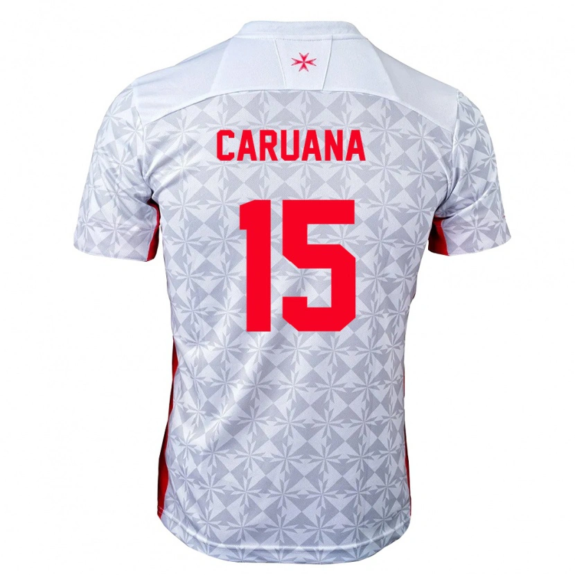Danxen Niño Camiseta Malta Jamie Caruana #15 Gris Blanco Rojo 2ª Equipación 26-28 La Camisa
