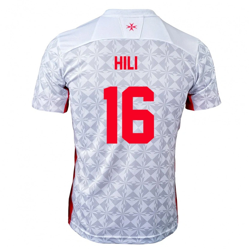 Danxen Niño Camiseta Malta Kayden Hili #16 Gris Blanco Rojo 2ª Equipación 26-28 La Camisa
