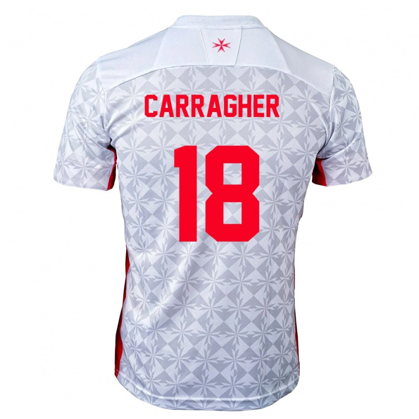 Danxen Niño Camiseta Malta James Carragher #18 Gris Blanco Rojo 2ª Equipación 26-28 La Camisa