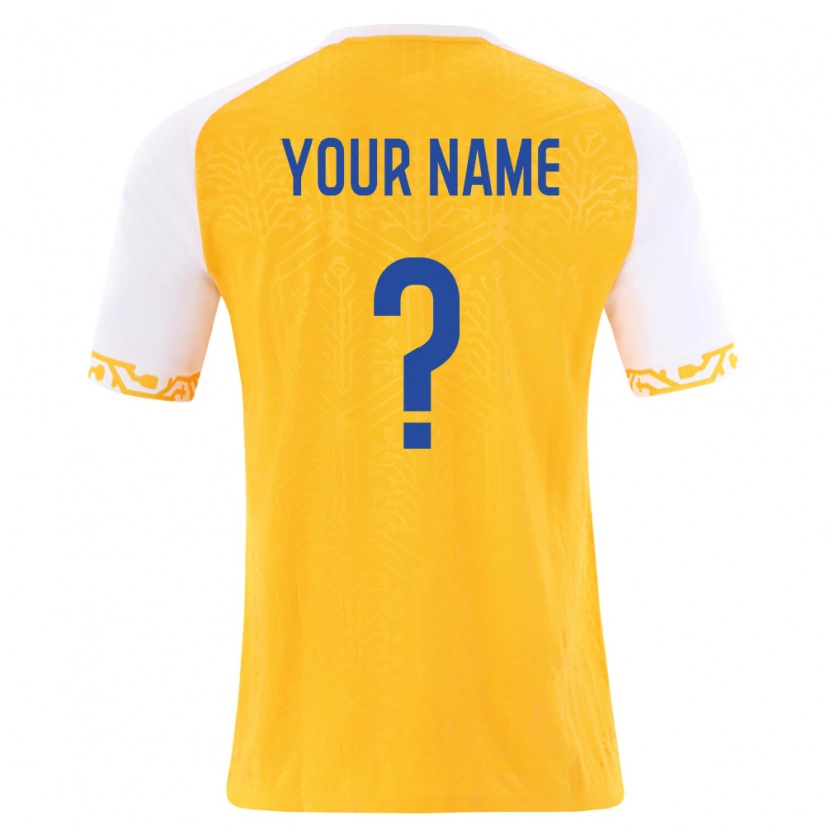 Danxen Niño Camiseta Moldavia Su Nombre #0 Amarillo Blanco 2ª Equipación 26-28 La Camisa