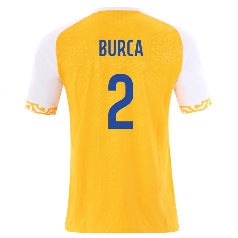 Danxen Niño Camiseta Moldavia Vadim Burca #2 Amarillo Blanco 2ª Equipación 26-28 La Camisa