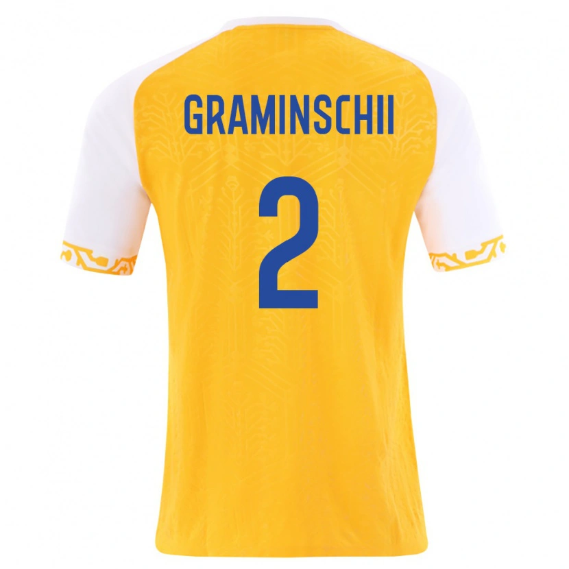 Danxen Niño Camiseta Moldavia Ivan Graminschii #2 Amarillo Blanco 2ª Equipación 26-28 La Camisa