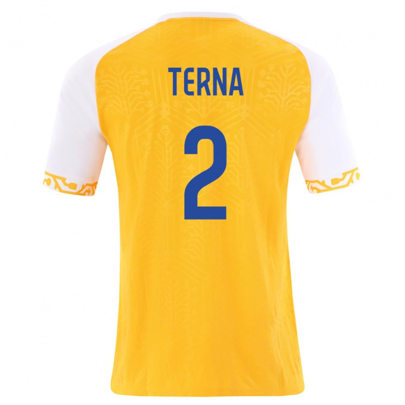 Danxen Niño Camiseta Moldavia Gheorghe Terna #2 Amarillo Blanco 2ª Equipación 26-28 La Camisa