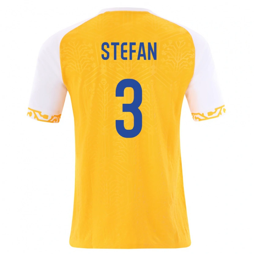 Danxen Niño Camiseta Moldavia Mihail Ștefan #3 Amarillo Blanco 2ª Equipación 26-28 La Camisa