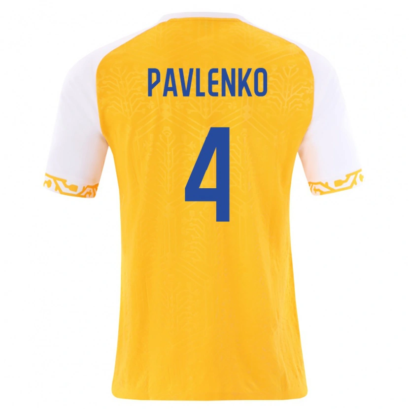 Danxen Niño Camiseta Moldavia Daniil Pavlenko #4 Amarillo Blanco 2ª Equipación 26-28 La Camisa