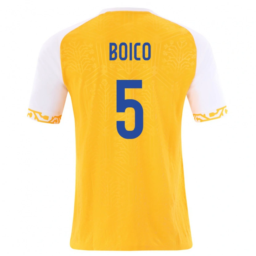 Danxen Niño Camiseta Moldavia Vladislav Boico #5 Amarillo Blanco 2ª Equipación 26-28 La Camisa