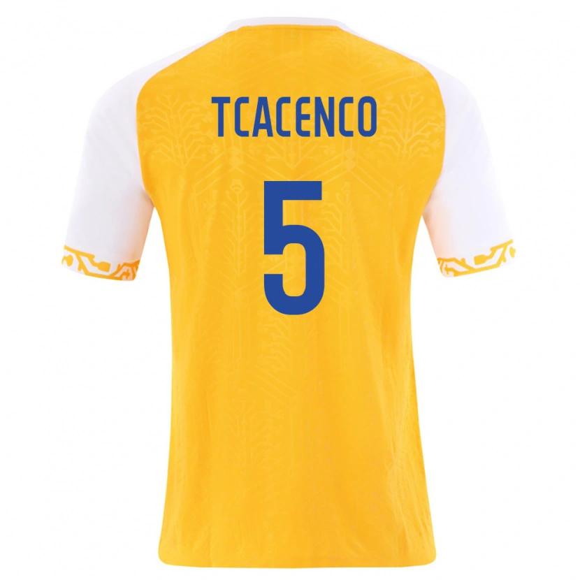 Danxen Niño Camiseta Moldavia Christian Tcacenco #5 Amarillo Blanco 2ª Equipación 26-28 La Camisa