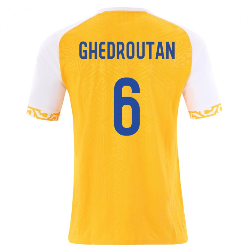 Danxen Niño Camiseta Moldavia Cristian Ghedrouțan #6 Amarillo Blanco 2ª Equipación 26-28 La Camisa