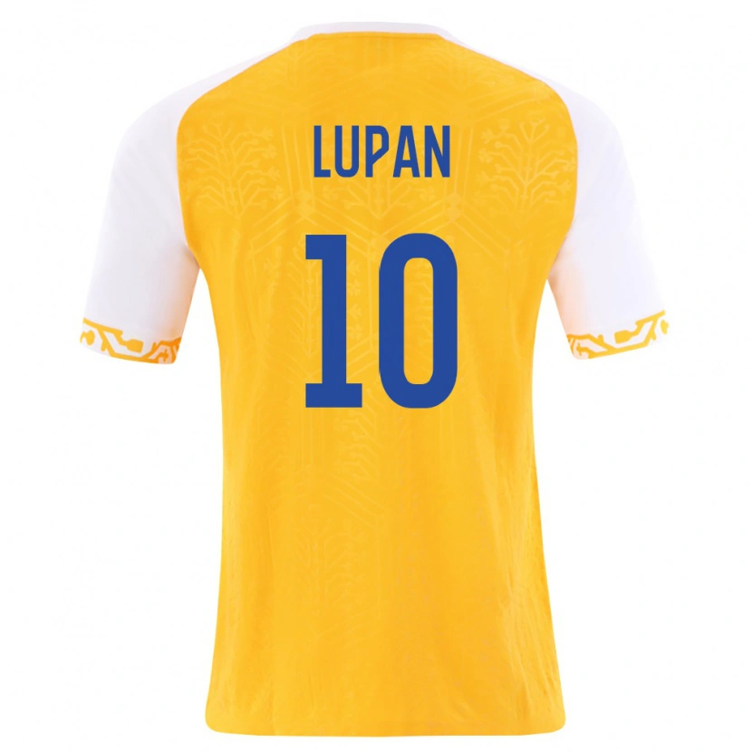 Danxen Niño Camiseta Moldavia Mihai Lupan #10 Amarillo Blanco 2ª Equipación 26-28 La Camisa